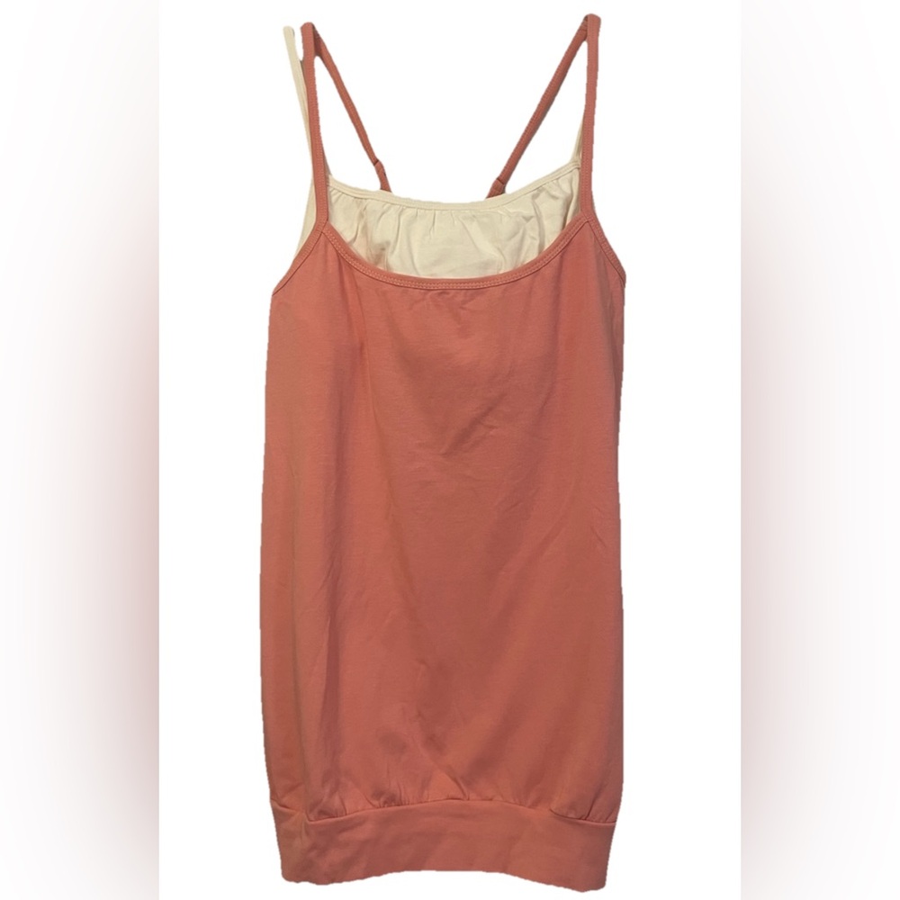 NWOT Athleta Double Layered Pink And Cream Tank Top Size Medium and Large